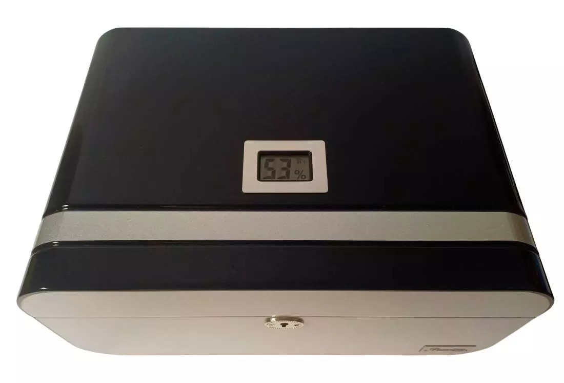 Produktbild: PASSATORE Humidor schwarz/silber oben