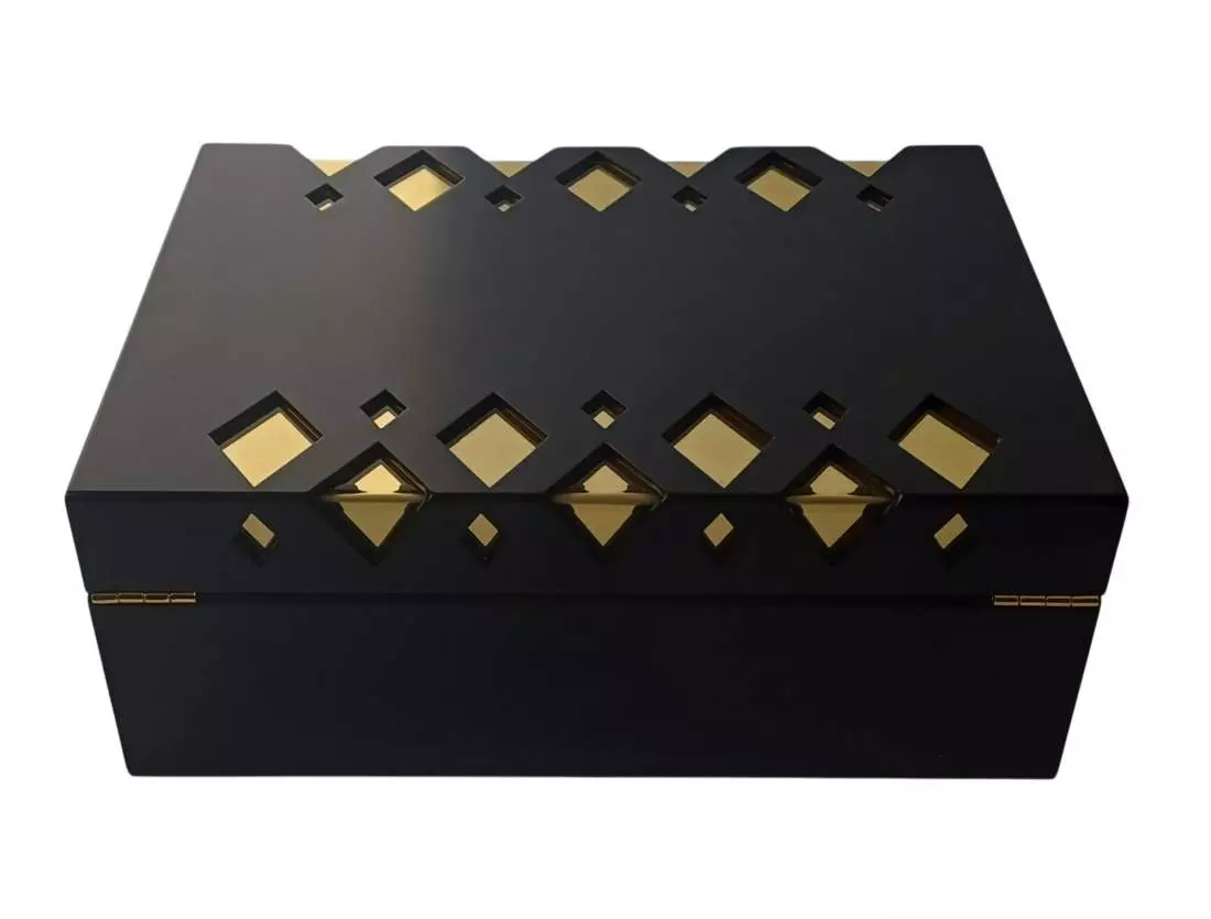 Produktbild: Humidor schwarz matt - Gold hinten