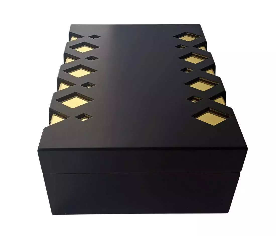 Produktbild: Humidor schwarz matt - Gold Seite