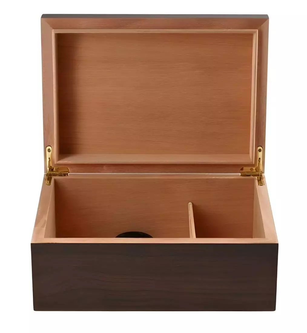 Produktbild: Humidor Walnuss Dekor vorne offen