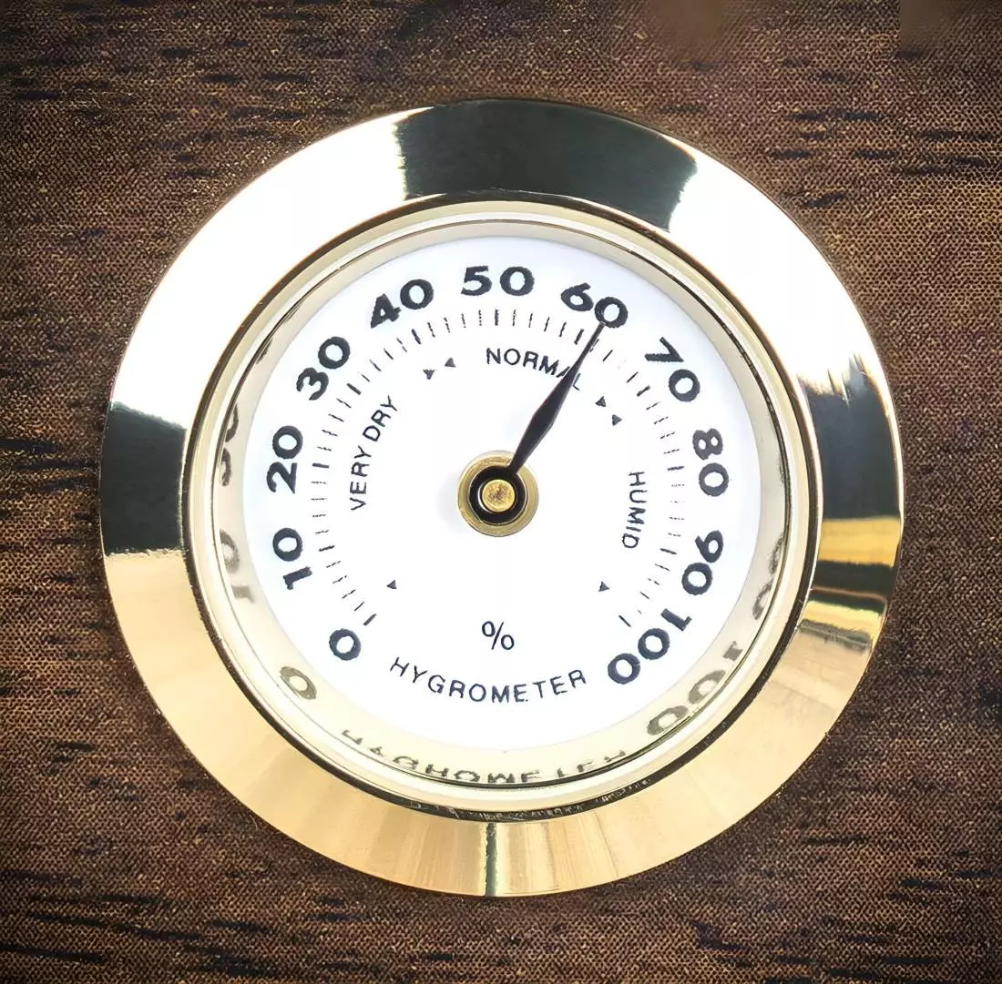 Produktbild: Humidor Walnuss-Finish Glasdeckel Hygrometer