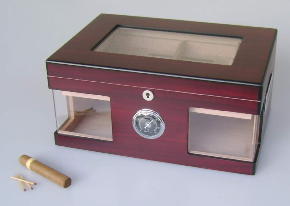 Produktbild: Angelo Humidor  3 Sichtfenster Holzdekor