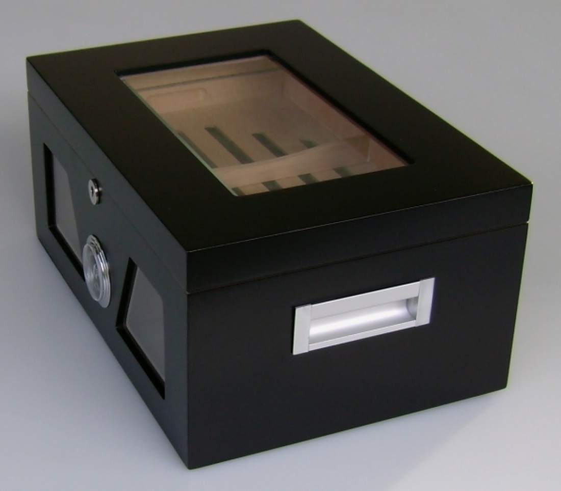 Produktbild: Angelo Humidor  3 Sichtfenster schwarz