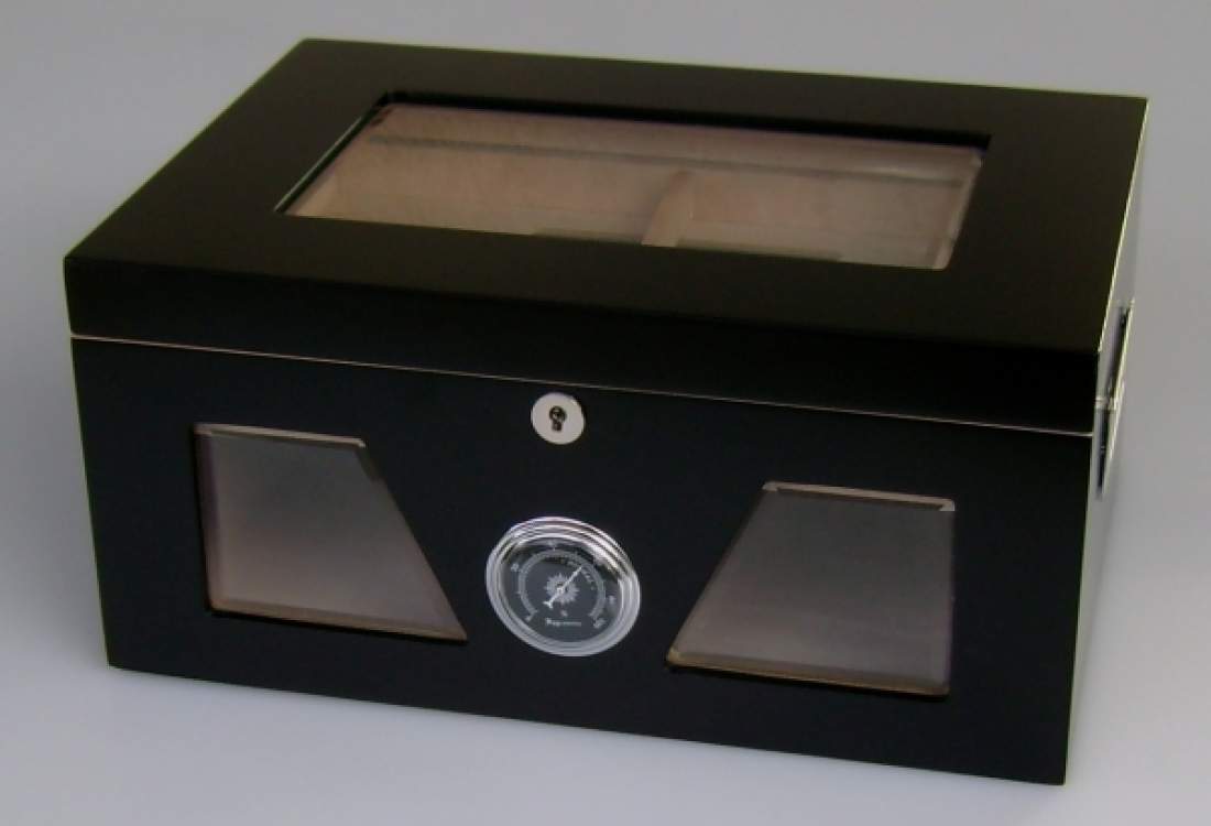 Produktbild: Angelo Humidor  3 Sichtfenster schwarz