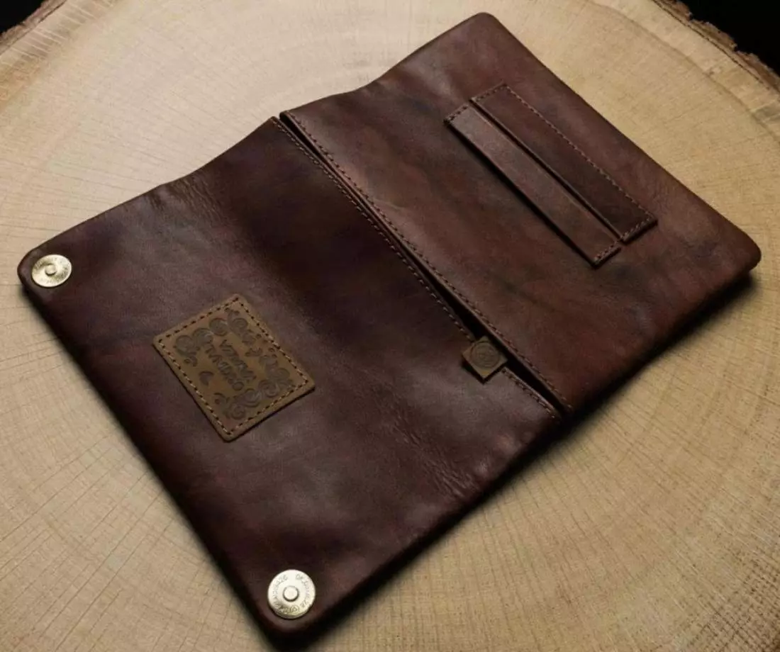 Produktbild: Kavatza Havana Classic Leder braun Tabaktasche Drehertasche offen