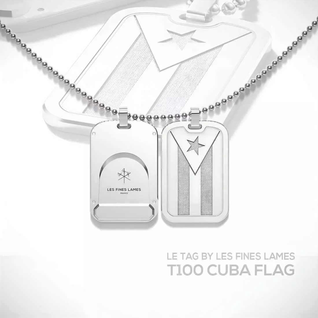 Produktbild: Les Fines Lames LE TAG T100 Flag Cuba Silver Banner