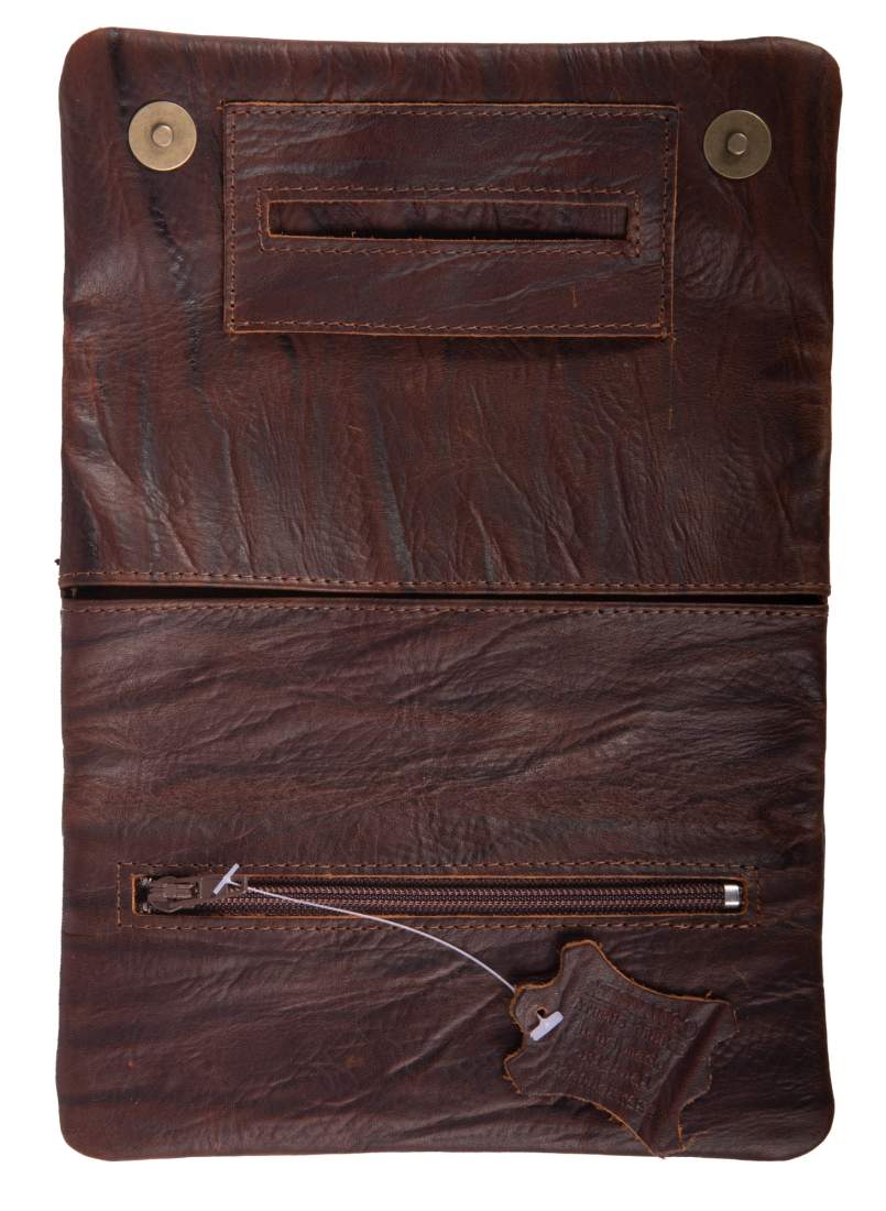 Produktbild: Mestango Waves Kalbsleder braun Tabaktasche Drehertasche Tabakbeutel