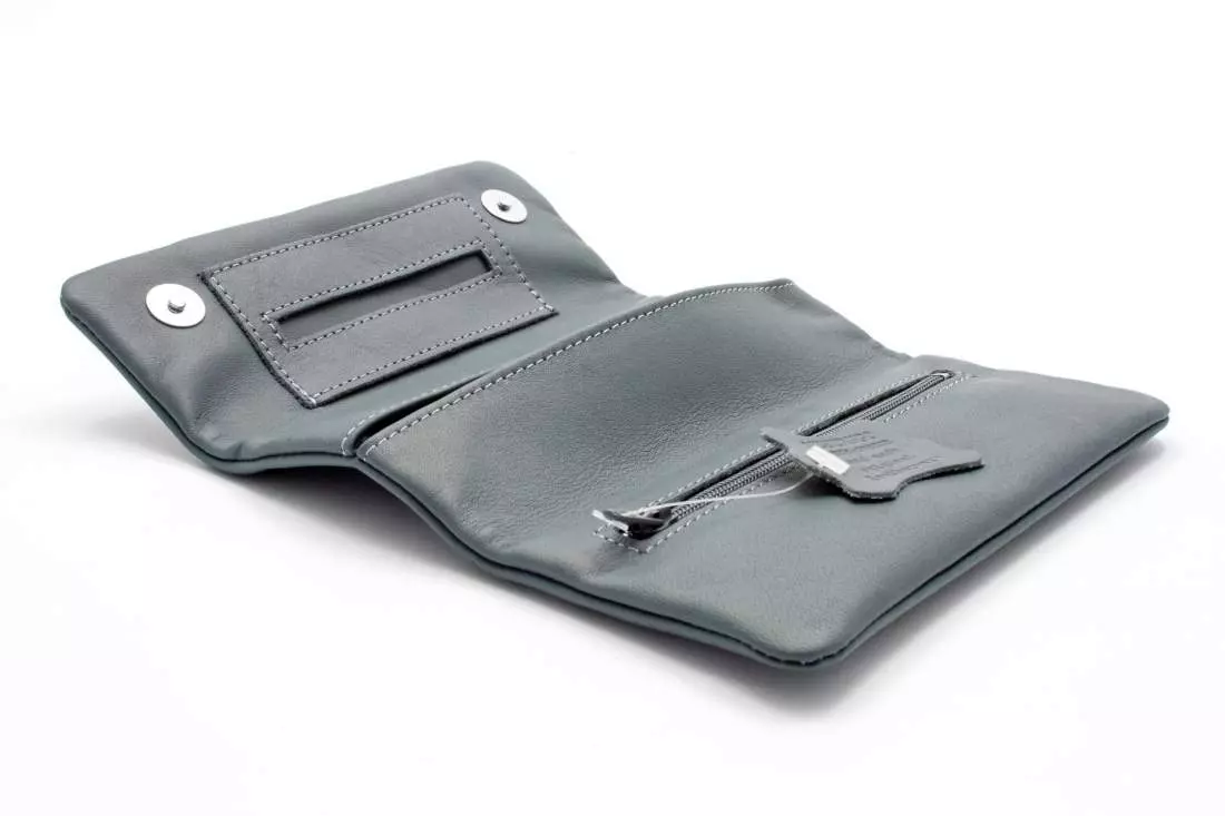 Produktbild: Mestango Frost in Leder grau 2016-6 Tabaktasche Drehertasche offen