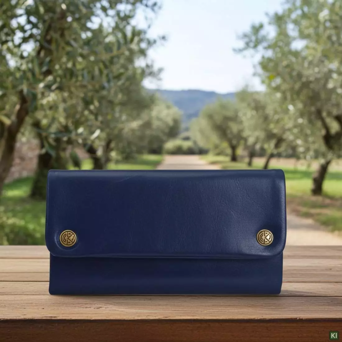 Produktbild: Original Kavatza Blue Marlin Deluxe TR07CR Leder Tabaktasche auf einem Tisch