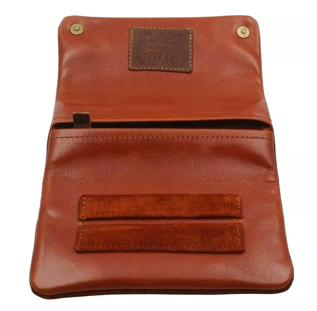 Produktbild: Original Kavatza Brandy Deluxe Wildleder Tabaktasche Tabaktasche offen