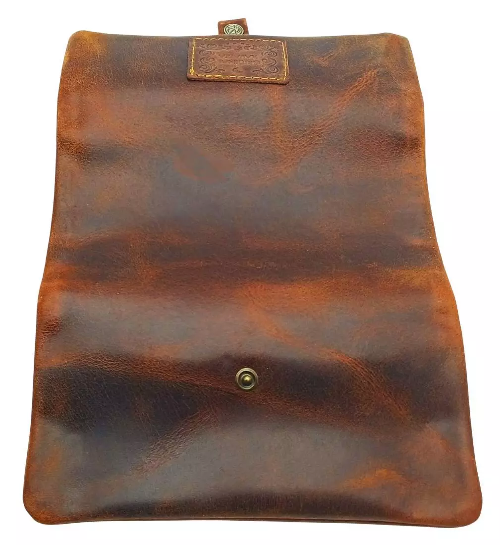 Produktbild: Kavatza Buckaroo Deluxe P 05RO Leder dunkelbraun Joint Tasche offen aussen