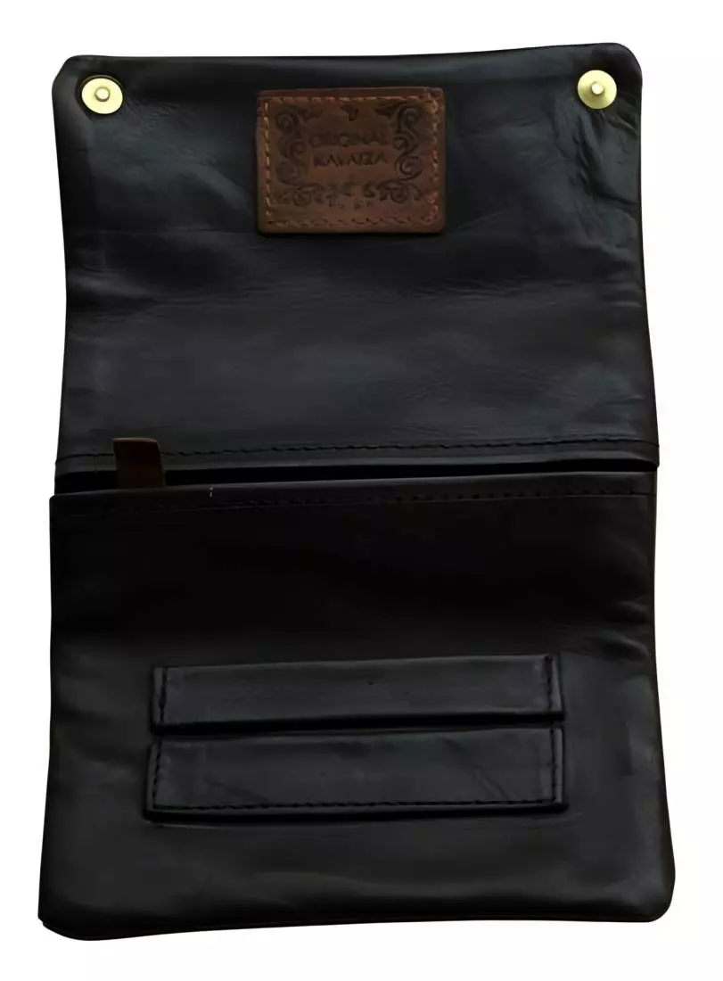 Produktbild: Original Kavatza Blue Marlin Delux TR01CR Leder schwarz Tabaktasche offen