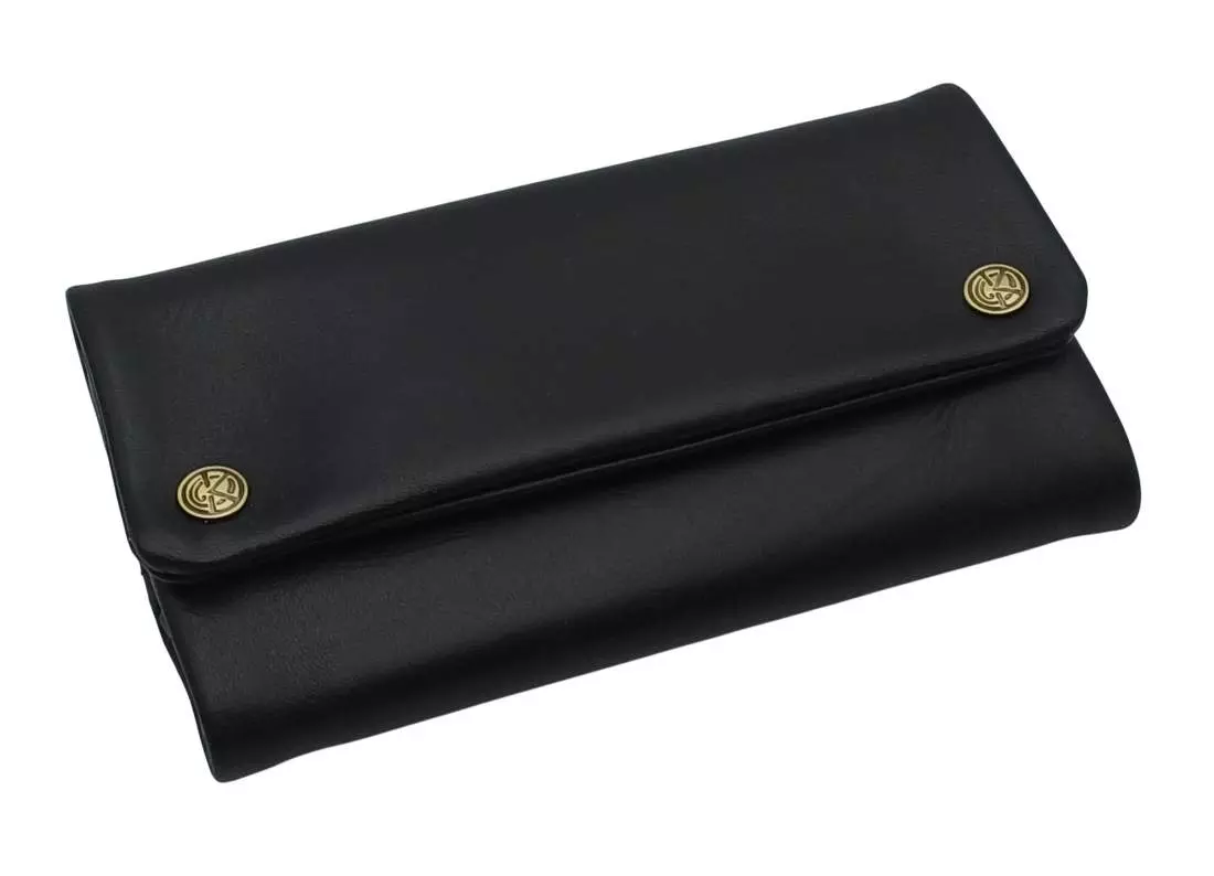 Produktbild: Original Kavatza Classic Deluxe TR01CR Leder schwarz Tabaktasche schräg