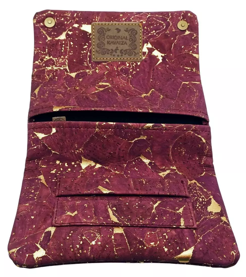 Produktbild: Original Kavatza Golden Bordeaux Deluxe Kork TPC66CR Tabaktasch offen