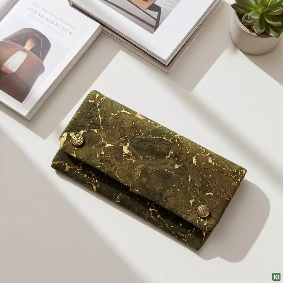 Produktbild: Original Kavatza Golden Olive Deluxe Kork TPC56CR Tabaktasche auf einem Tisch