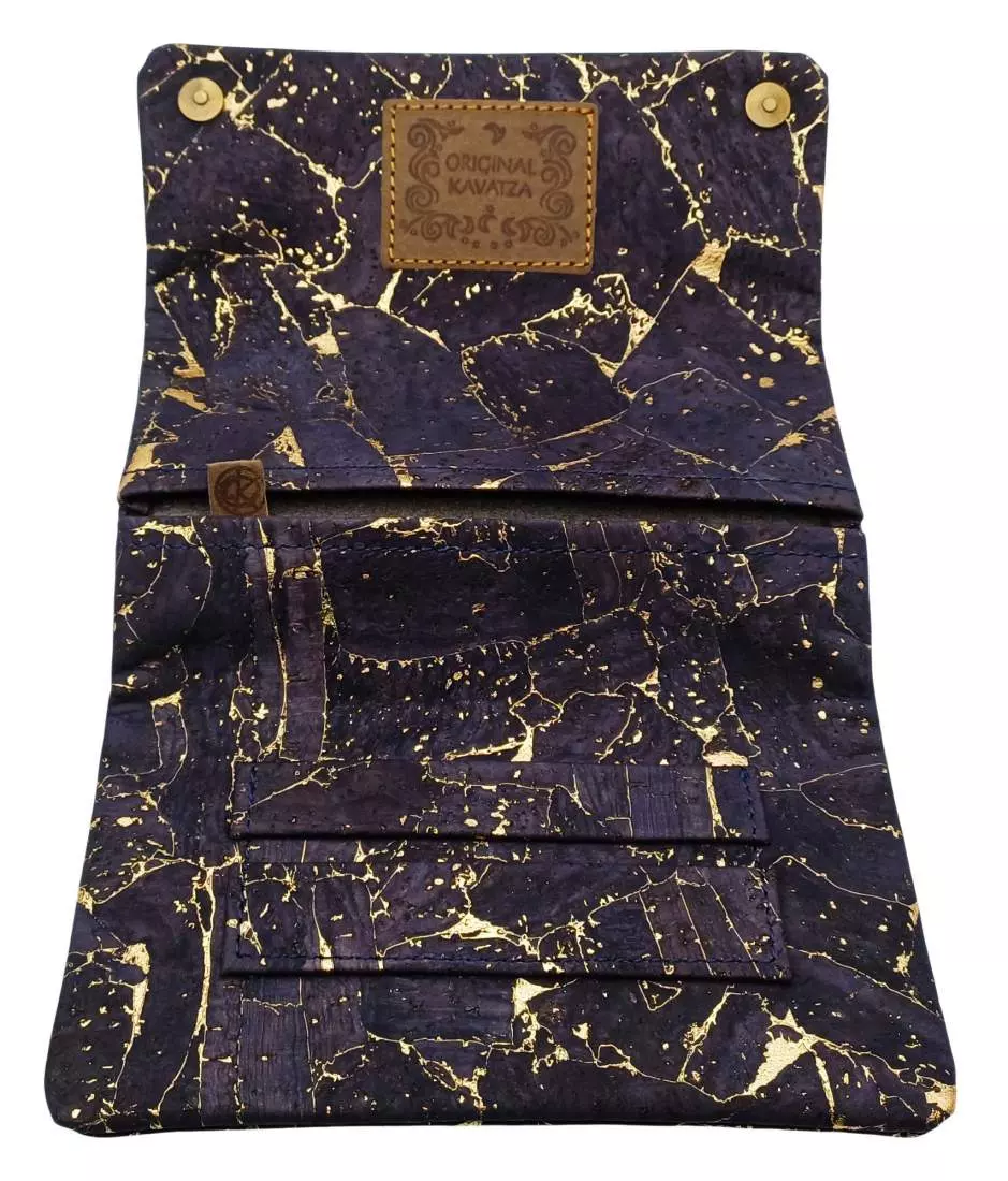 Produktbild: Original Kavatza Midnight Gold Deluxe Kork TPC57CR Tabaktasche offen