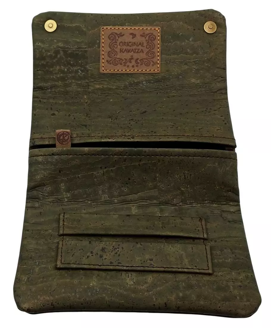 Produktbild: Original Kavatza Olive Deluxe Kork olivgrün TPC43CR Tabaktasche offen