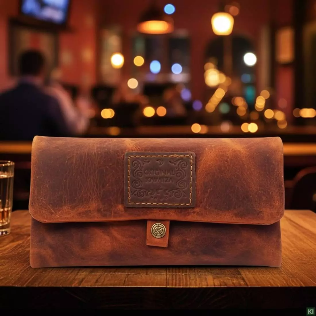 Produktbild: Kavatza Tabba Deluxe P 03RO Leder braun Joint Tabaktasche Drehertasche Tabakbeutel