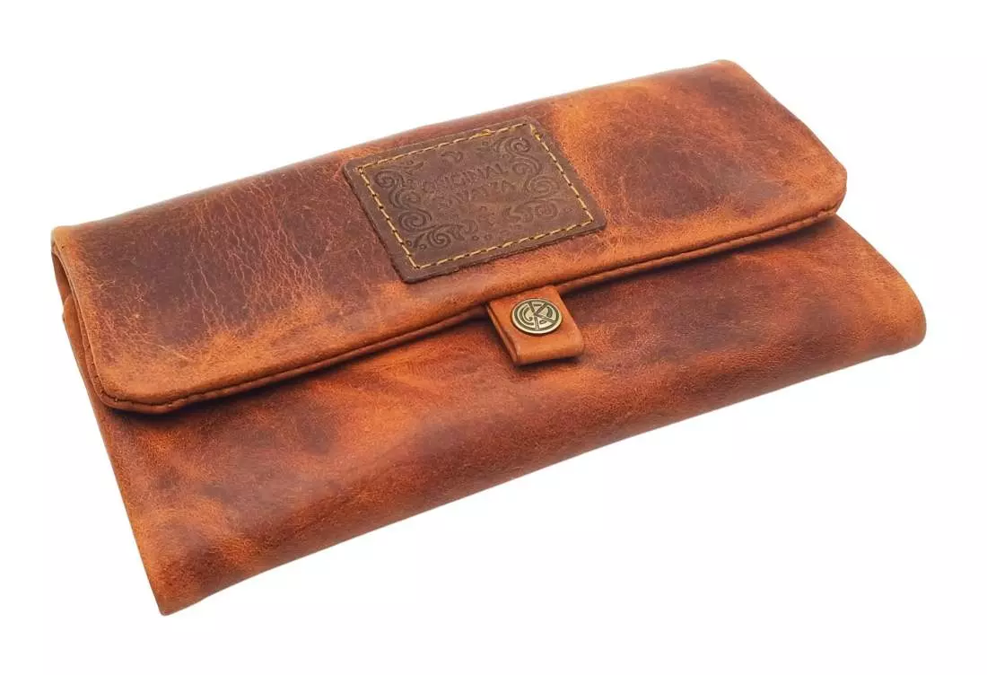 Produktbild: Kavatza Tabba Deluxe P 03RO Leder braun Joint Tabaktasche Drehertasche Tabakbeutel