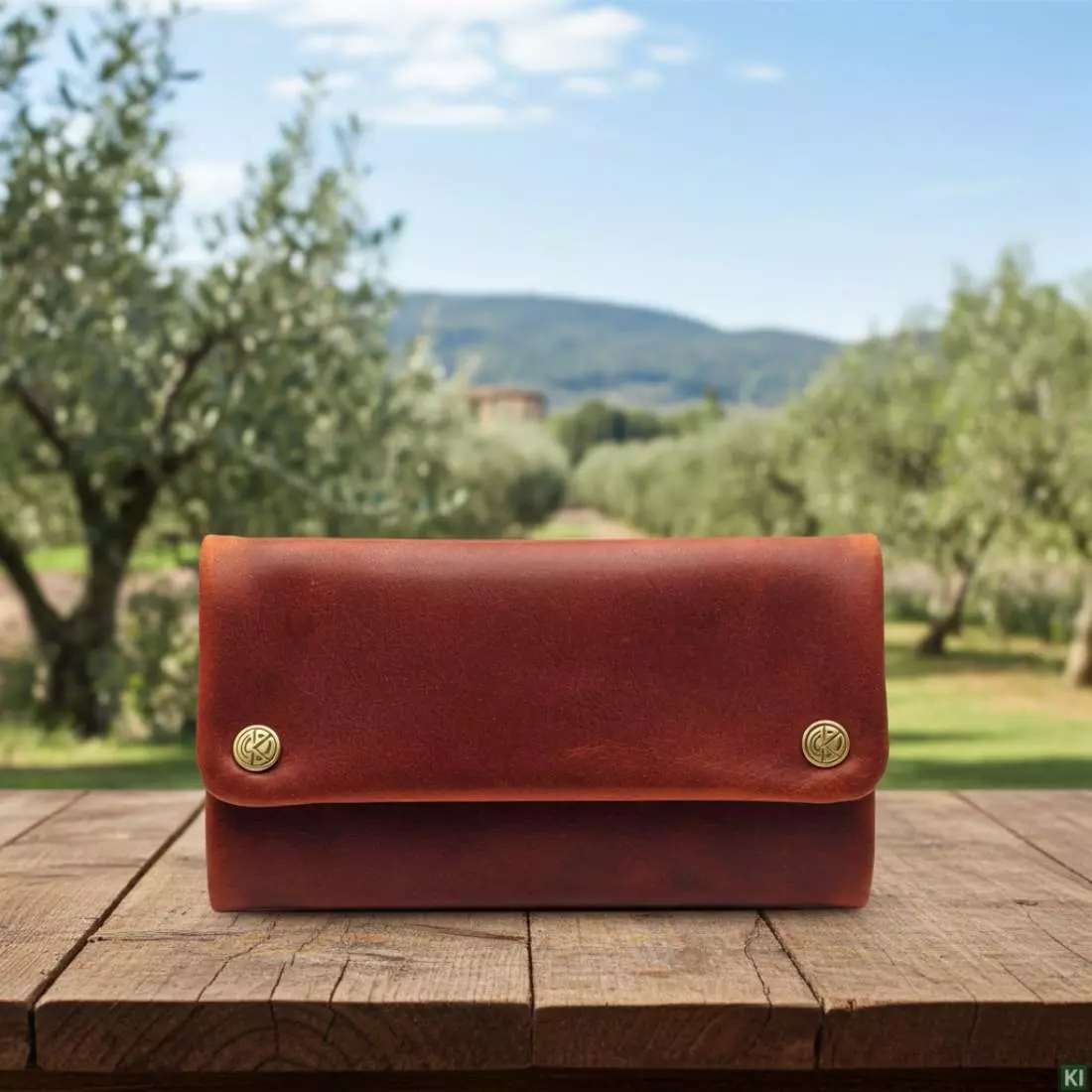 Produktbild: Original Kavatza Tabba Deluxe TP03CR Leder braun vor Olivenbäume