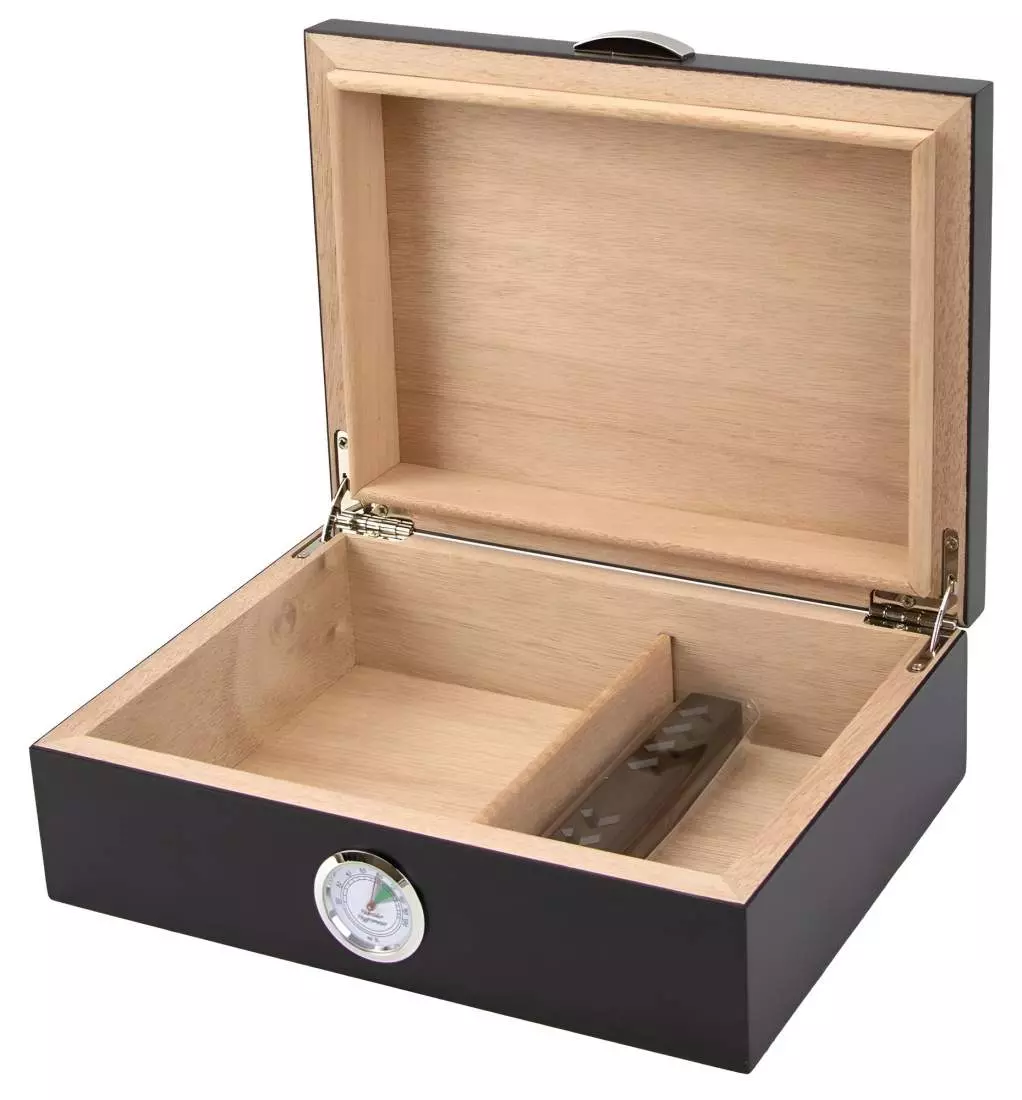 Produktbild: PASSATORE Humidor schwarz matt offen
