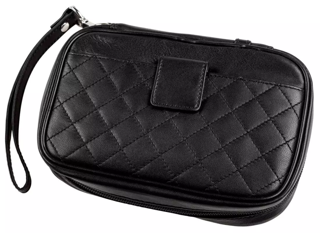 Produktbild: Angelo Pfeifentasche Schaf-Nappaleder schwarz 3 Pfeifen