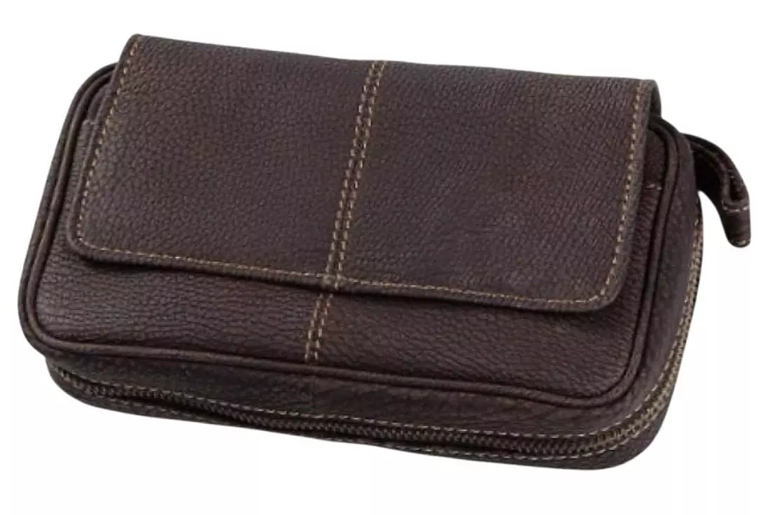 Produktbild: Angelo Pfeifentasche Leder braun 3 Pfeifen