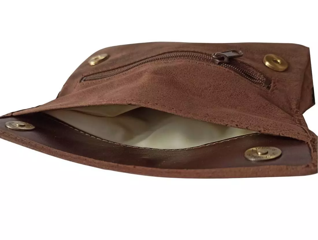 Produktbild: Angelo Pfeifentasche Ziegen-Veloursleder braun Tabakfach