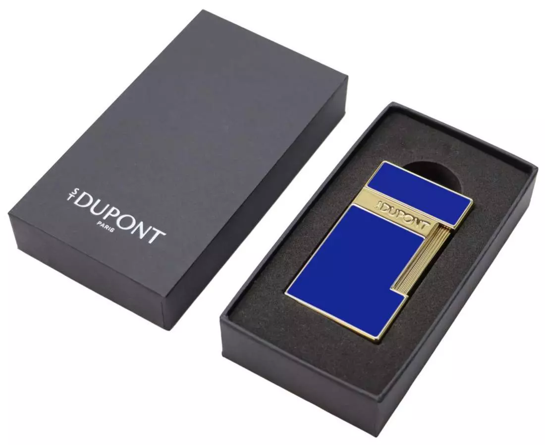 Artikelbild: S.T. Dupont Biggy blau gold Feuerzeug Verpackung Produktbild: S.T. Dupont Biggy blau gold Feuerzeug Verpackung
