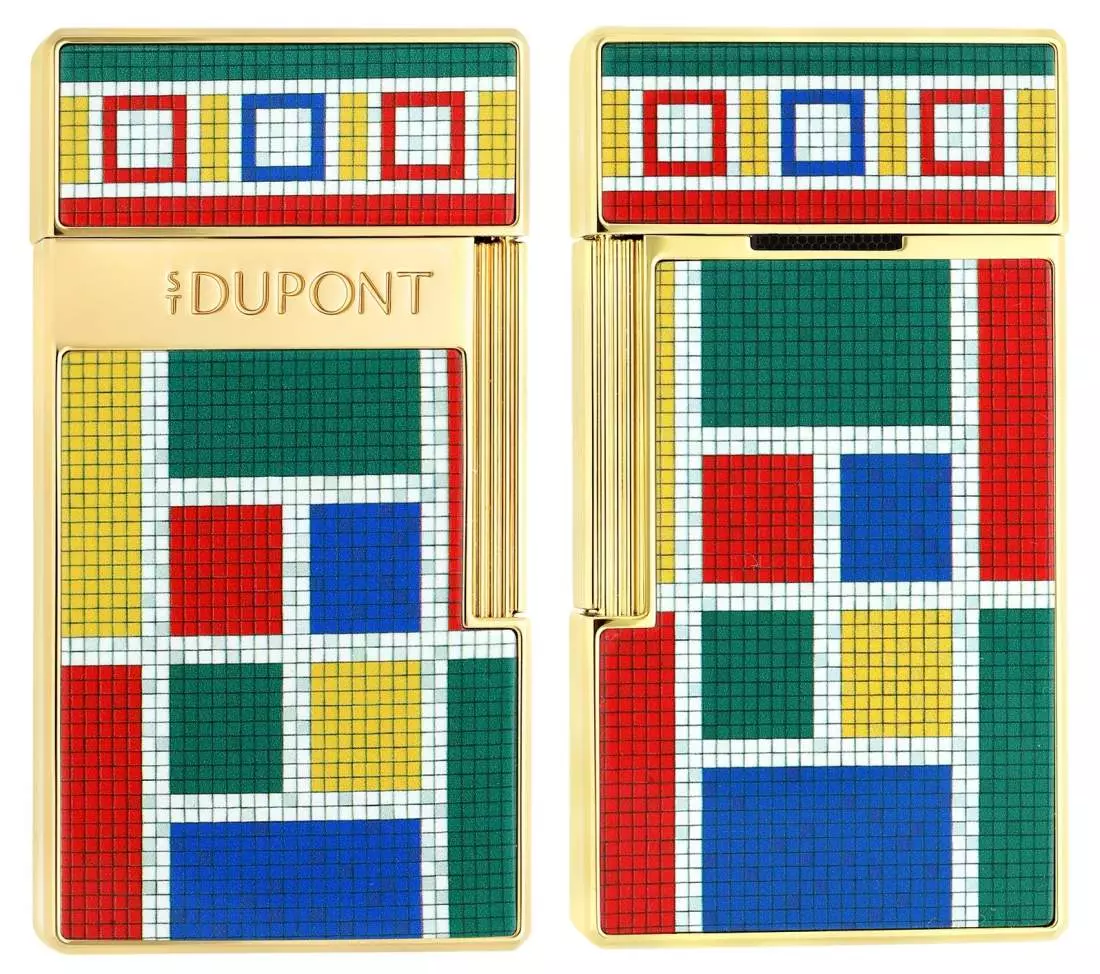 Produktbild: S.T. Dupont Biggy Casablanca Mosaik gold Feuerzeug vorne hinten