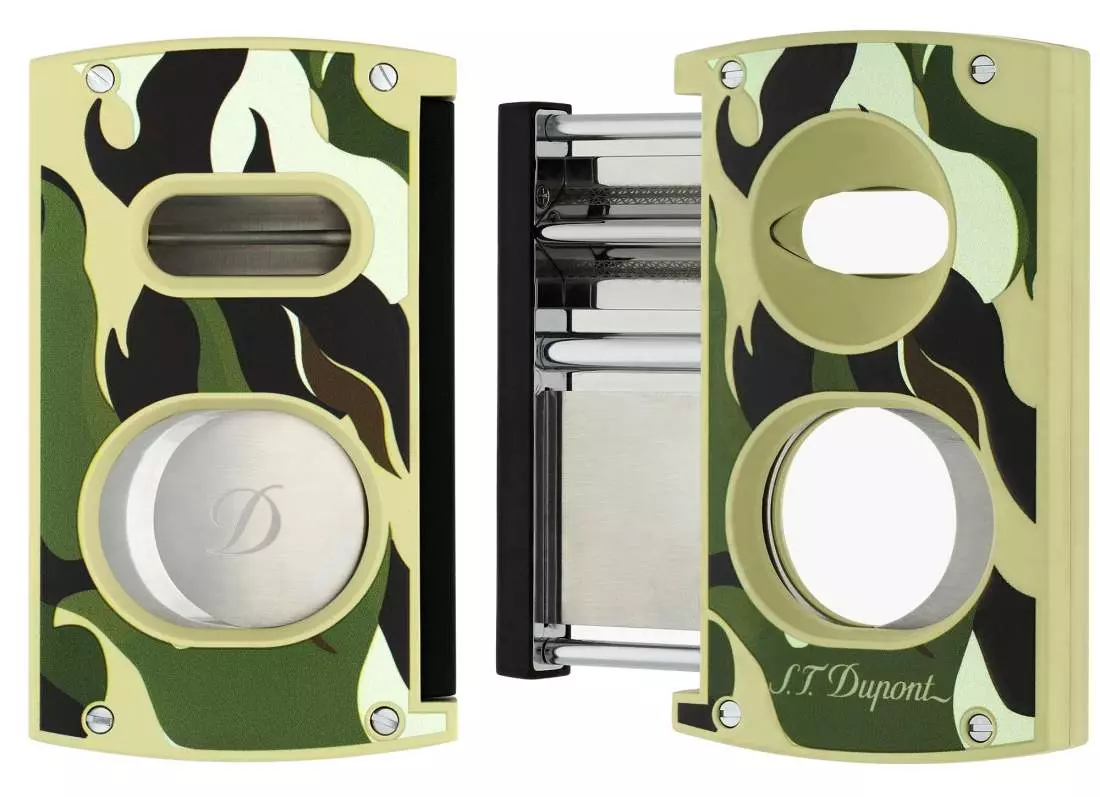 Produktbild: S.T. Dupont Camo Green 2-in-1 Cutter zu und auf