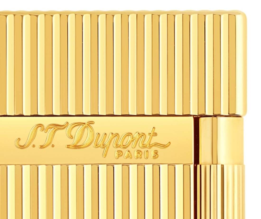 Produktbild: S.T. Dupont Feuerzeug Ligne 2 gold längsgestreift Logo