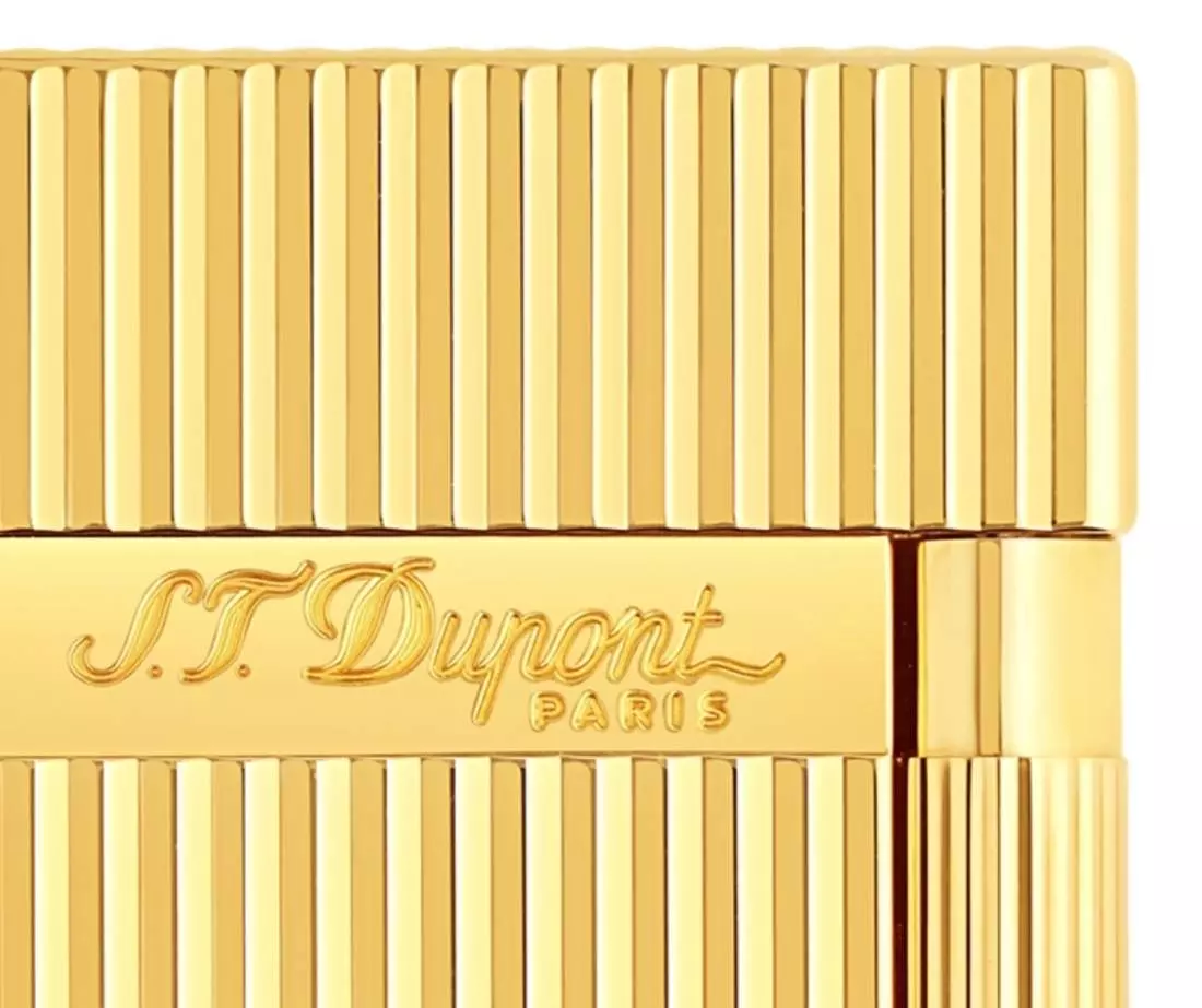 Produktbild: S.T. Dupont Feuerzeug Ligne 2 gold längsgestreift Logo