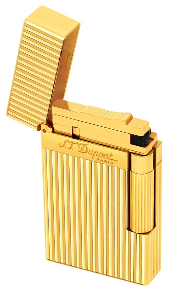 Produktbild: S.T. Dupont Feuerzeug Ligne 2 gold längsgestreift offen