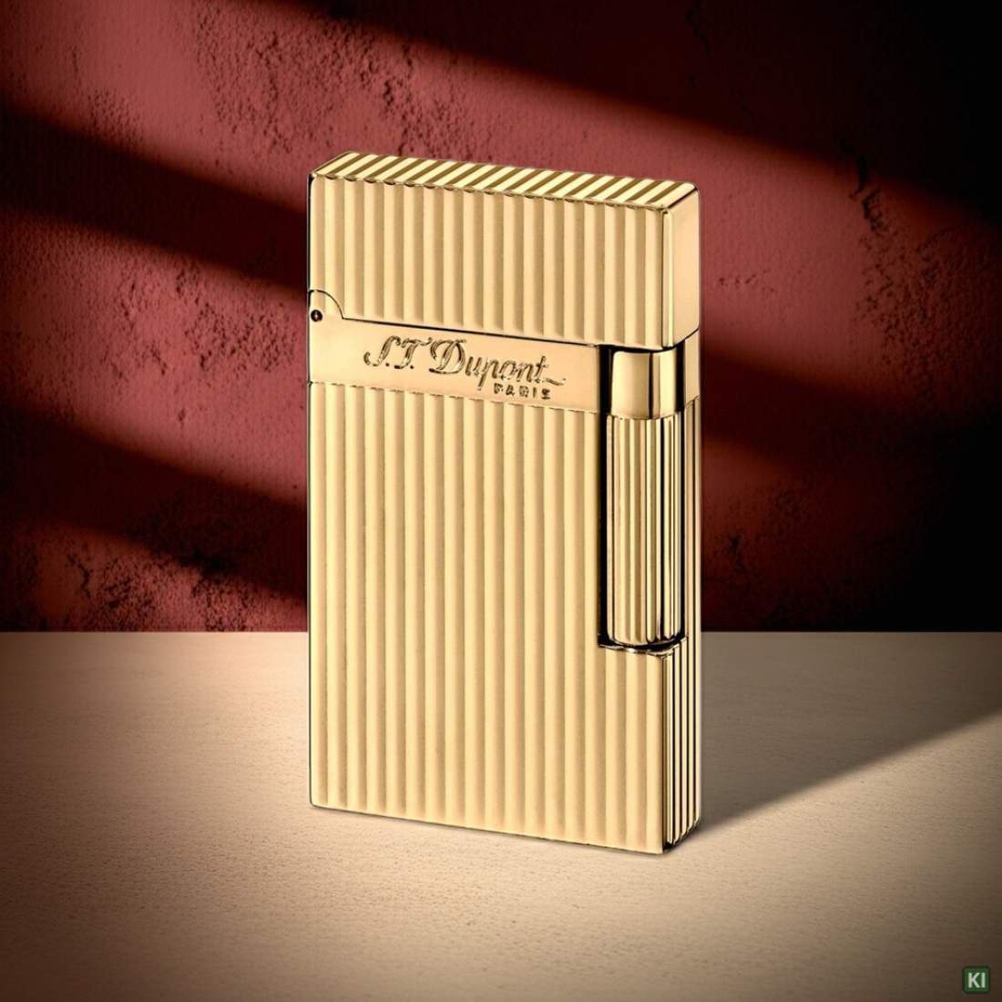 Produktbild: S.T. Dupont Ligne 2 gold längsgestreift 16827 Feuerzeug