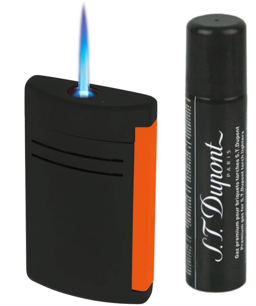 S.T. Dupont MaxiJet Fluo orange schwarz matt Feuerzeug + Gas