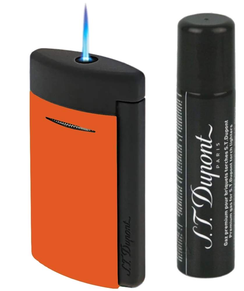 S.T. Dupont Feuerzeug MiniJet 3 Fluo orange schwarz matt + Gas