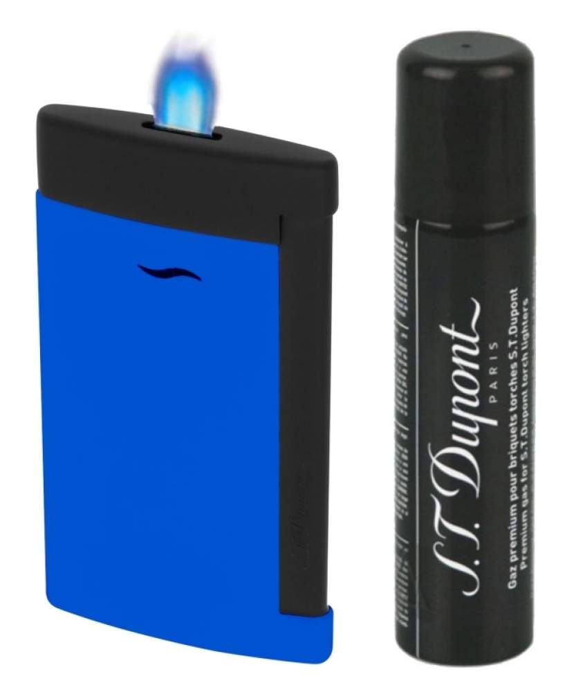 S.T. Dupont Feuerzeug Slim 7 Fluo blau schwarz + Gas