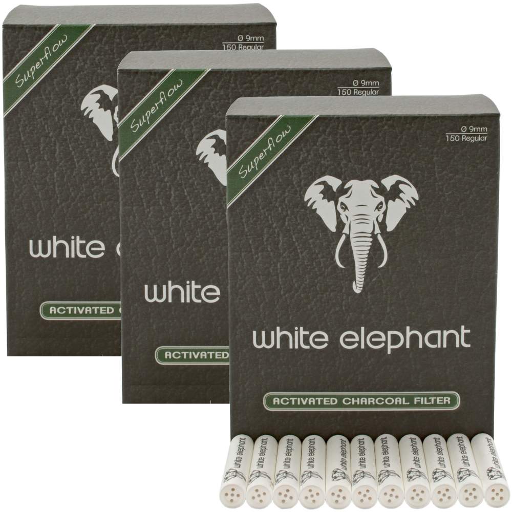 Pfeifenfilter White Elephant 9mm Aktivkohle Superflow
