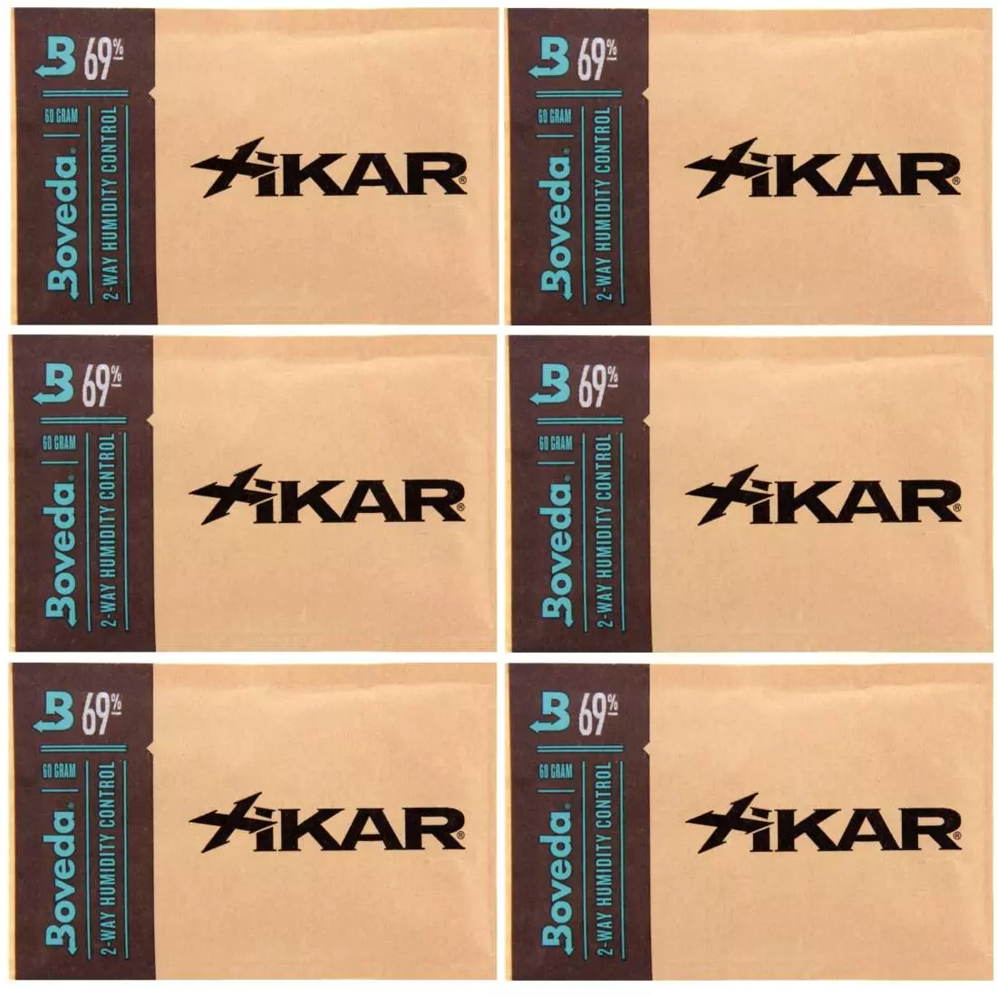Produktbild: Xikar Boveda Set 6x Humidipak 2-way Humidifer groß 69%