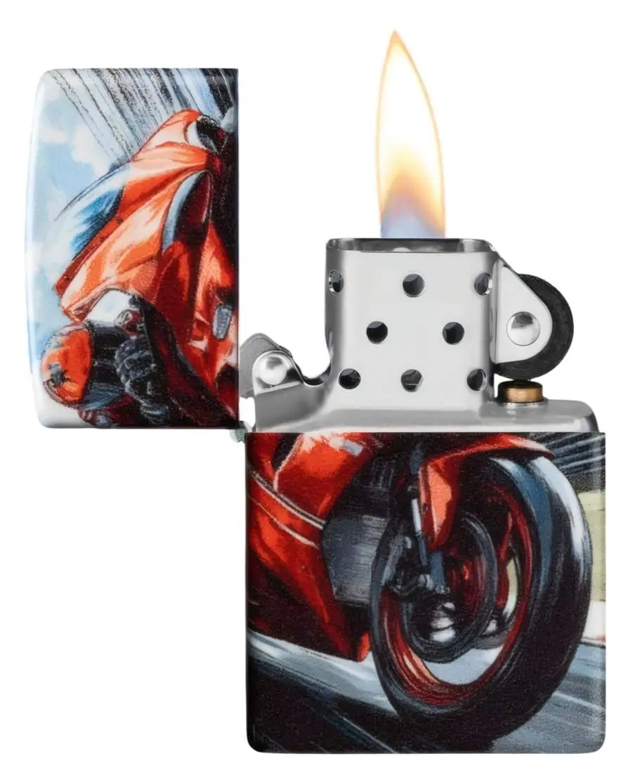 Produktbild: Zippo 60007823 Motorcycle Superbike 540° Color offen mit Flamme