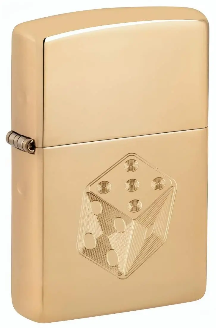 Produktbild: Zippo 60007826 Dice High Polish Brass mit graviertem Würfel auf der Vorderseite