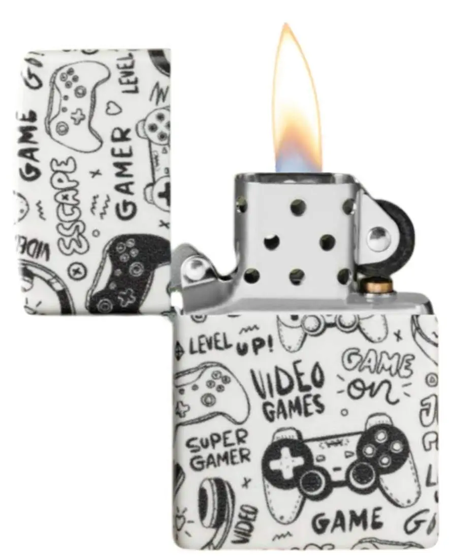 Produktbild: Zippo 60007827 Super-Gamer 540° Games Pattern 540° Matte offen mit Flamme
