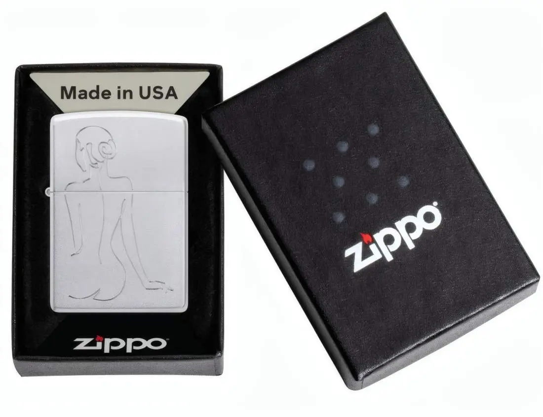 Produktbild: Zippo 60007828 Lady Strichzeichnung Satin Chrome Auto Engrave Verpackung