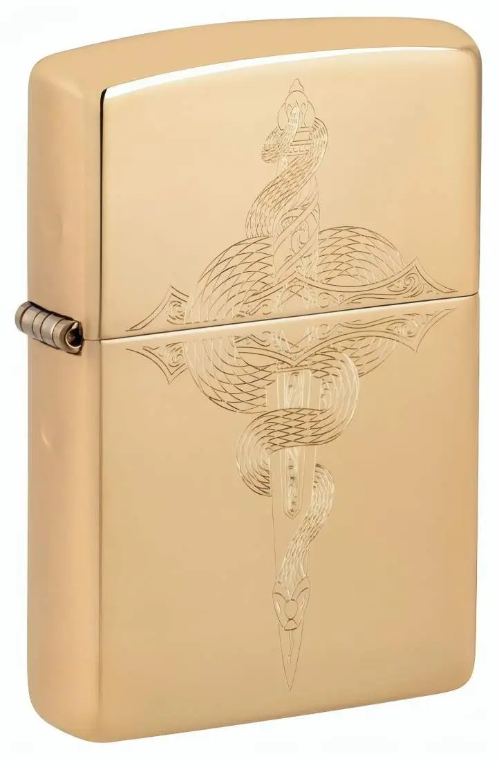 Produktbild: Zippo 60007831 High Polish Brass Serpent mit graviertem Schlangenmotiv