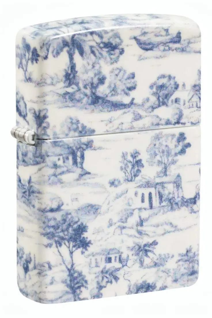 Produktbild: Zippo 60007833 Landscape Pattern 540° mit blau-weißer provenzalischer Landschaft im Toile-de-Jouy-Stil