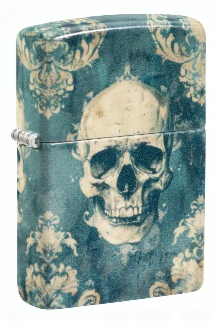 Produktbild: Zippo 60007834 Spooky Skulls 540 Color mit Totenschädeln und Ornamenten im Stil eines verwitterten Wandteppichs