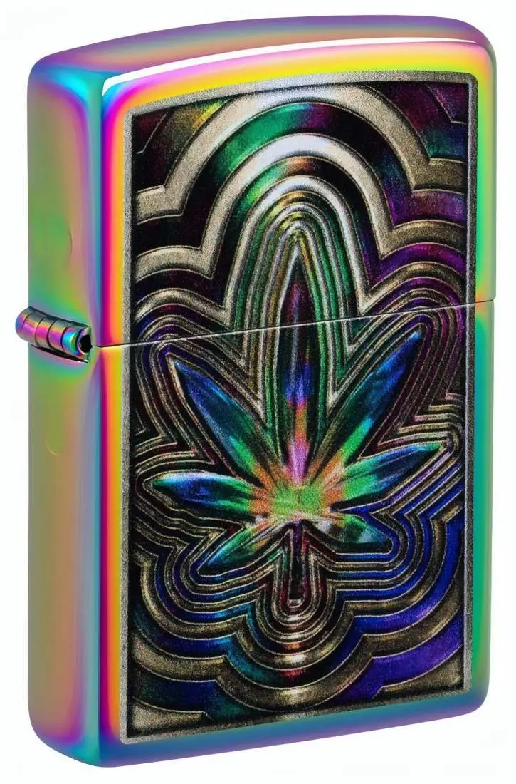 Produktbild: Zippo 60007845 Metallic Leaf Multi Color Spectrum mit buntem Cannabis-Blatt