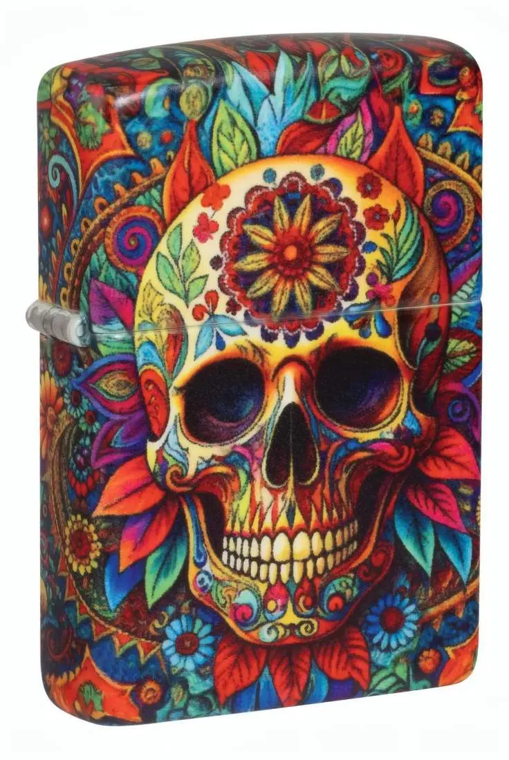 Produktbild: Zippo 60007846 Colorful Skull 540 Color mit verziertem Totenkopf, Blumen und Pflanzenmotiven