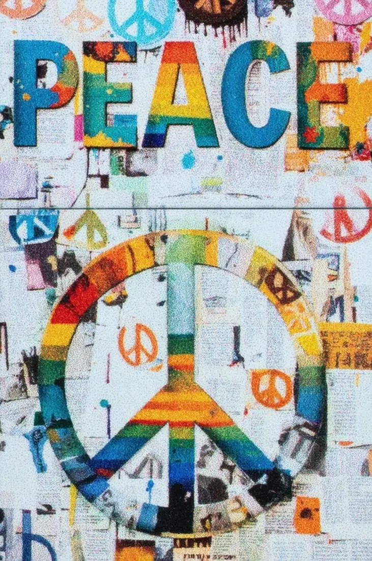 Produktbild: Zippo 60007847 Peace Friedenscollage Candy Teal Color Image Frontausschnitt